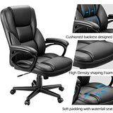 Furmax Office Executive Chair High Back Adjustable Managerial Home Desk Chair, Swivel Computer PU Leather Chair with Lumbar Support (Black) Furmax