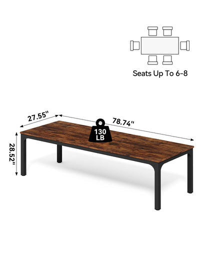 LITTLE TREE Two Person Desk, 78.7 Inches Extra Long Computer Desk, Wooden Large Office Desk with Strong Metal Legs, Double Desk for 2 People, Writing Table Study Desk for Home Office, Brown & - WoodArtSupply