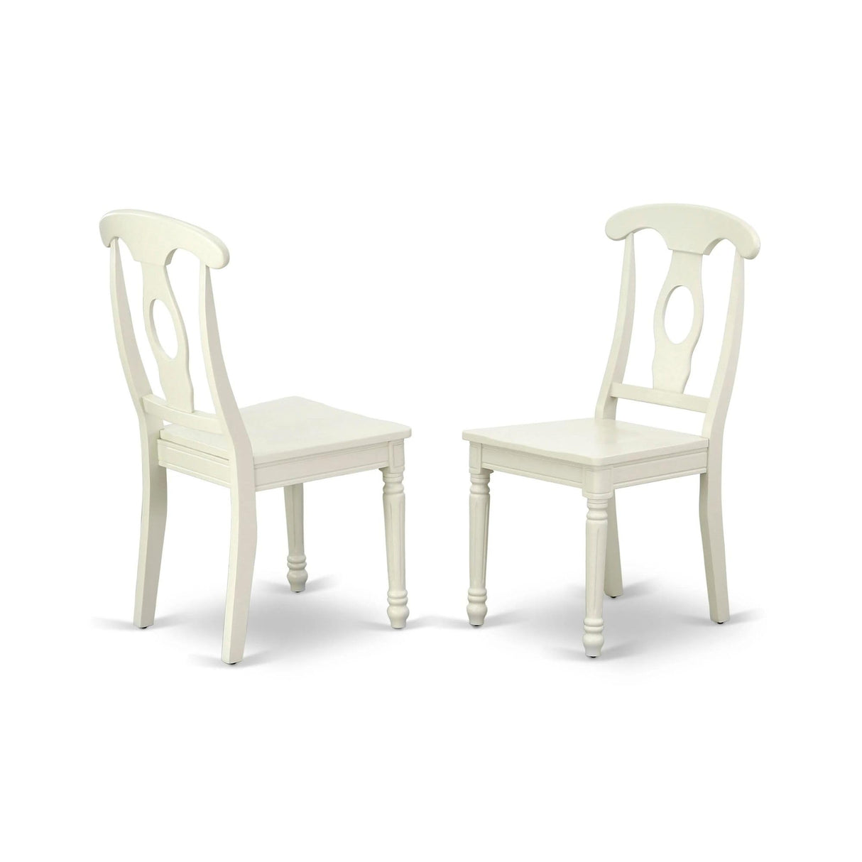 East West Furniture KEC-LWH-W Kenley Dinette Chairs - Napoleon Back Solid Wood Seat Kitchen Chairs, Set of 2, Linen White East West Furniture