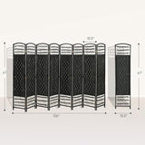 HOMCOM 8 Panel Room Divider, Folding Privacy Screen, 5.6' Room Separator, Wave Fiber Freestanding Partition Wall Divider, Black HOMCOM