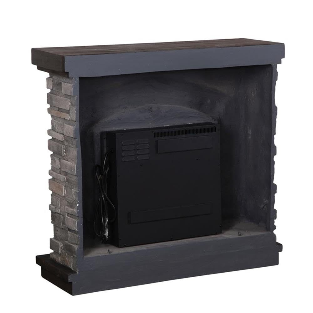 LIVILAND 36" Farmhouse Ceramic Magnesium Oxide Freestanding Electric Fireplace with 4 Flickering Flame Effect Settings, Remote and Touch Control, in Gray Finish