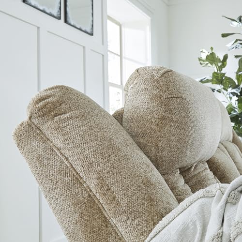 Signature Design by Ashley Tip-Off Classic Wall Hugger Power Reclining Sofa with Adjustable Headrest and USB Ports, Light Brown Signature Design by Ashley