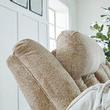 Signature Design by Ashley Tip-Off Classic Wall Hugger Power Reclining Sofa with Adjustable Headrest and USB Ports, Light Brown Signature Design by Ashley