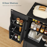 TEENFON Storage Cabinet with 4 Doors, Kitchen Cabinet with 6 Door Shelves, Kitchen Pantry for Living Room, Dining Room, Bathroom, Black TEENFON