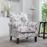 Container Furniture Direct Classic Accent Armchair with Birch Wood Frame and Comfortable Rolled Armrests, Arm Chairs for Living Room, Bedroom and Office Decor, 03 Printed Fabric Container Furniture Direct