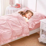 Wowelife Princess Toddler Bedding Set for Girls, Boho Toddler Bed Set, 4 Pieces Ruffles Jacquard Embroidery Toddler Comforter with Comforter, Fitted Sheet, Flat Sheet and Pillowcase, Pink Wowelife