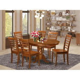 East West Furniture POML7-SBR-W 7 Piece Kitchen Table & Chairs Set Consist of an Oval Dining Table with Butterfly Leaf and 6 Dining Room Chairs, 42x60 Inch, Saddle Brown East West Furniture