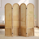 Asnefeli Room Divider 4 Panel Folding Privacy Screen for Bedroom Home Office Separation, Freestanding Wood Partition Wall, 5.6 Ft Natural Rattan Decor Asnefeli