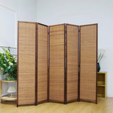 Pawlabay 5 Panel Bamboo Room Divider Screen,5.6 FT Tall Bamboo Divider Folding Privacy Screen,Freestanding Panel Divider for Room Seperation,Brown PawlaBay