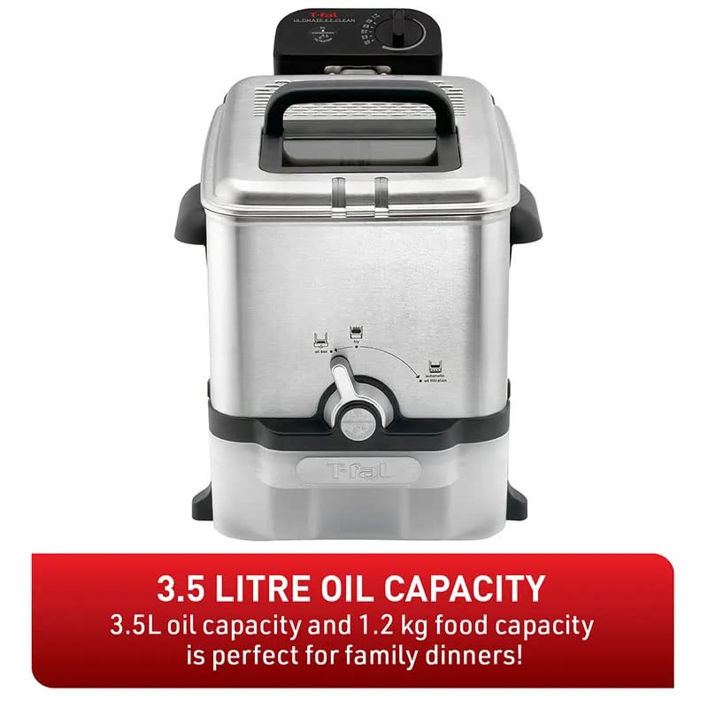 Deep Fryer with Automatic Oil Filter (FR800051) - Stainless Steel, 3.5 L T-Fal