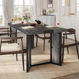 knoworld Industrial Dining Table for 6-8 People, 71" Large Long Wooden Kitchen Table with Sturdy Metal Frame & Brown Finish, Rustic Style Rectangular Dinner Table for Dining Room, Kitchen (Oak Gray) knoworld