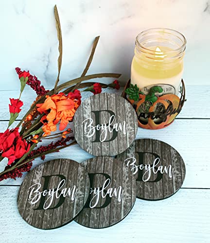 Personalized Coasters for Drinks CustomCoaster Set Monogrammed Initial Name Housewarming Gift Handmade by The Painted Pug (Dk Brown Barnwood) The Painted Pug
