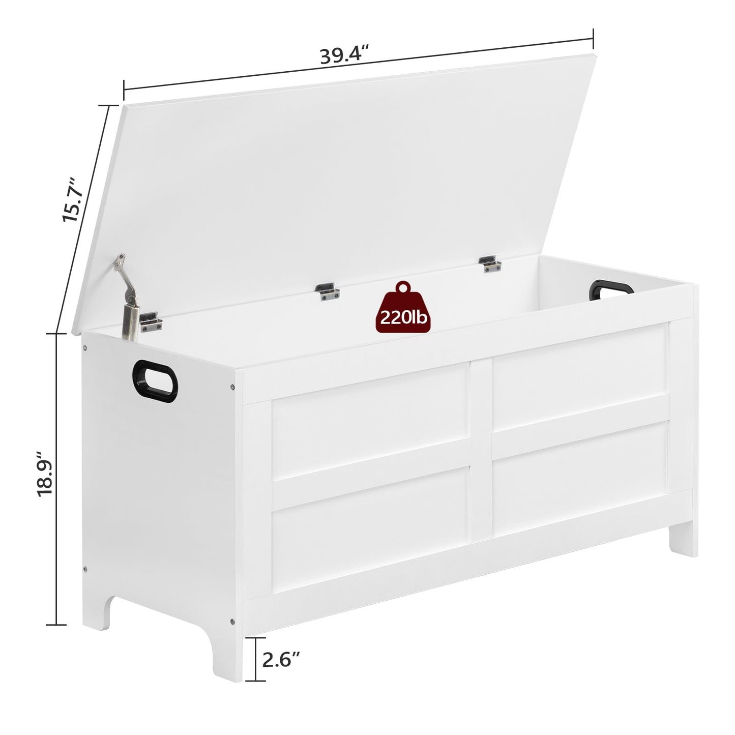 MAHANCRIS Storage Chest, 39.4”L Large Toy Chest, Entryway Storage Trunk, Toy Storage Organizer, Storage Bench with Safety Hinge, Entrance Bench for Living Room, Entrance, Bedroom, White SCWT4 - WoodArtSupply