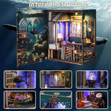 Book Nook Kits for Adults - Ocean Mystery 3D Puzzle with LED | Pirate Shipwreck Diorama & Seashell Decor | Unique Gifts for Adventure Lovers (Blue)