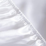 1 Piece Satin Fitted Sheet Only Classic Luxury Silky Soft Bed Sheets Solid Color (Twin, White) JUWENIN
