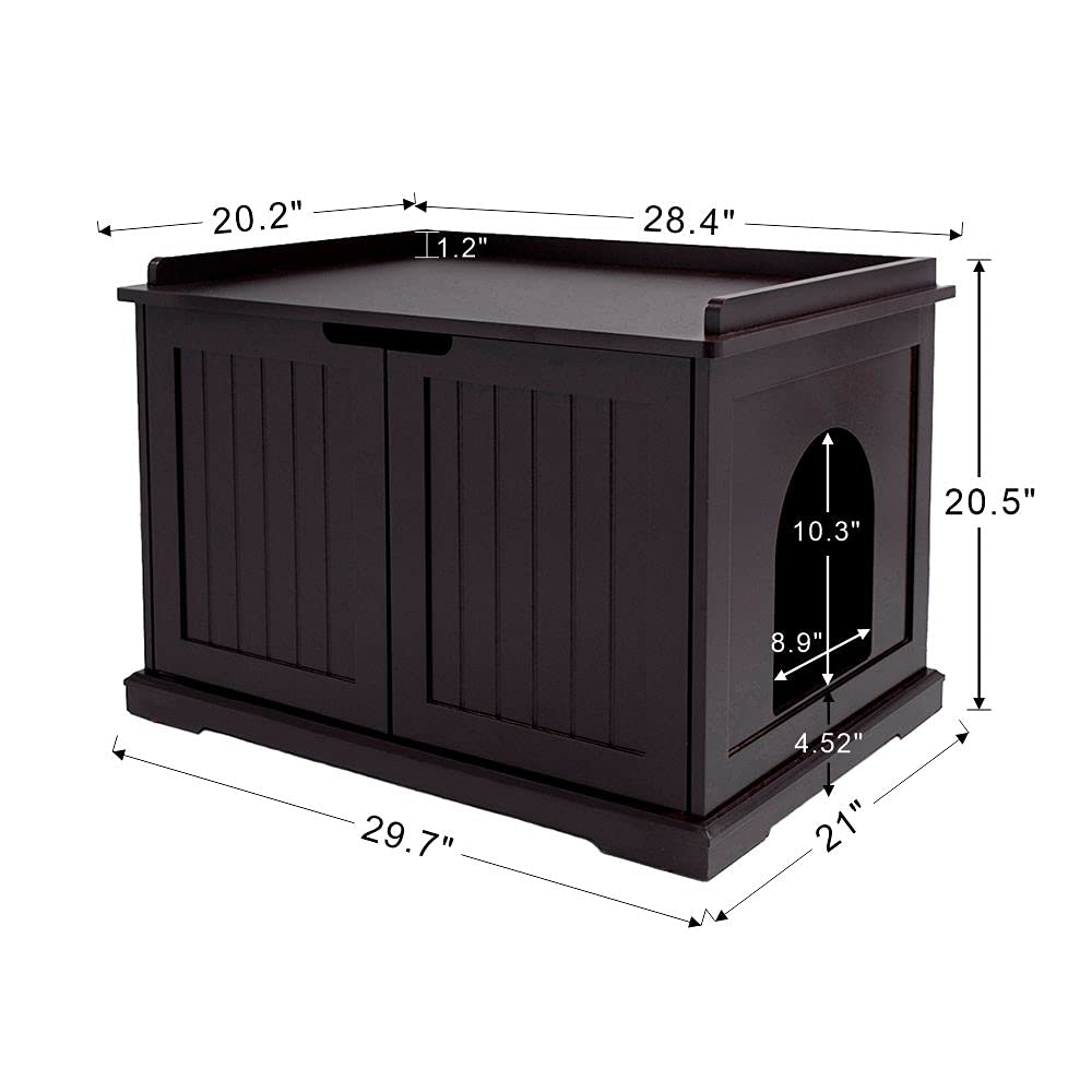 unipaws Cat Litter Box Enclosure Furniture, Cat Washroom, Hidden Litter Box Cover, Cabinet for Large Cat, Dog Proof Cat Litter Boxes, Hideaway Litter Box, Cat House, Espresso unipaws