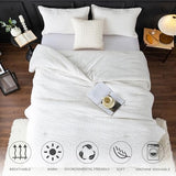 COTTEBED Reversible Chenille Cotton Twin Size Comforter Sets, Luxury Textured Stripe Soft Bedding Comforter Modern for Kid Child Teen Boy College Dorm,Lightweight All Season(White,Twin/Twin XL) COTTEBED