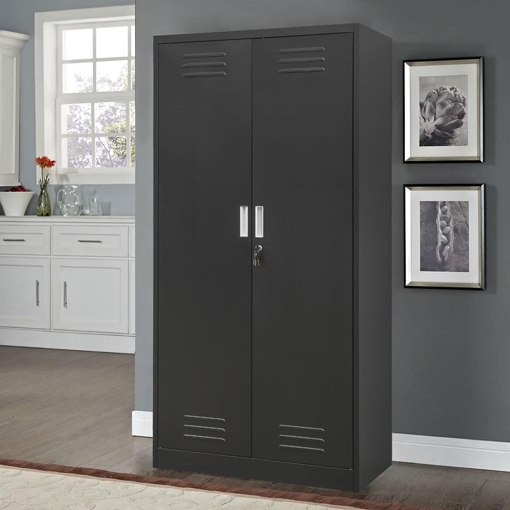 CJF Locking Storage Cabinet with Adjustable Shelves, 72" Metal Storage Cabinets for Garage, Office, Home, Pantry, Classroom CJF