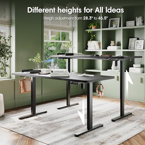 Monomi Electric Standing Desk, 63 x 28 inches Height Adjustable Ergonomic Home Office Sit Stand Up Desk with Memory Preset Controller (Black Top/Black Frame) Monomi