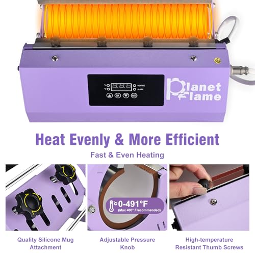 PlanetFlame Tumbler Heat Press Machine 110V Tumbler Mug Press for 30oz 20oz 16oz Sublimation Straight Skinny Tumblers Glass Jar Cans & 11-15oz Mugs, DIY Cup Heat Press Transfer Print, Purple PlanetFlame