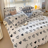 BlueBlue Hearts Kids Duvet Cover Set Twin 100% Cotton Bedding for Boys Girls Teens Single Bed Cartoon Kawaii Black White Heart Love Pattern 1 Cute Comforter Cover 2 Pillowcase (Twin) BlueBlue