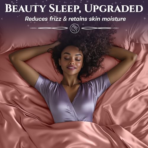 SLEEP SANCTUARY Satin Sheets Twin Size – 3 Piece Luxury Silky Bed Set, Softer Than Silk, 15" Deep Pocket, Cooling & Wrinkle-Free, Moisture-Wicking & Breathable for Hair & Skin (Blush Pink) SLEEP SANCTUARY