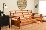 Phoenix Full Size Futon Couch with Linen Fabric Mattress in Barbados/Brown Included - Wooden Frame - Solid Hardwood Construction Kodiak Furniture