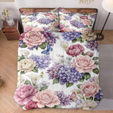 WeCozy Twin Size Comforter Set with Pillowcase, Painting Floral Rose Flower Hydrangea Soft 2 Pcs Bedding for Kids and Adults Bedroom Bed Decor WeCozy