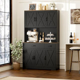 HOSTACK 71" Pantry Cabinet with Charging Station, Tall Kitchen Pantry Storage Cabinet with Microwave Stand, Farmhouse Kitchen Hutch Cabinet with Storage Drawers for Living Room, Dining Room, Black HOSTACK