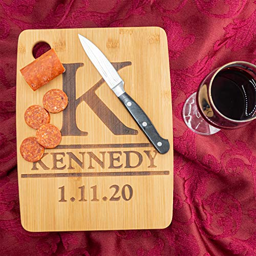 Custom Catch Personalized Cutting Board Wedding Gift - Durable Bamboo (Monogram) - WoodArtSupply