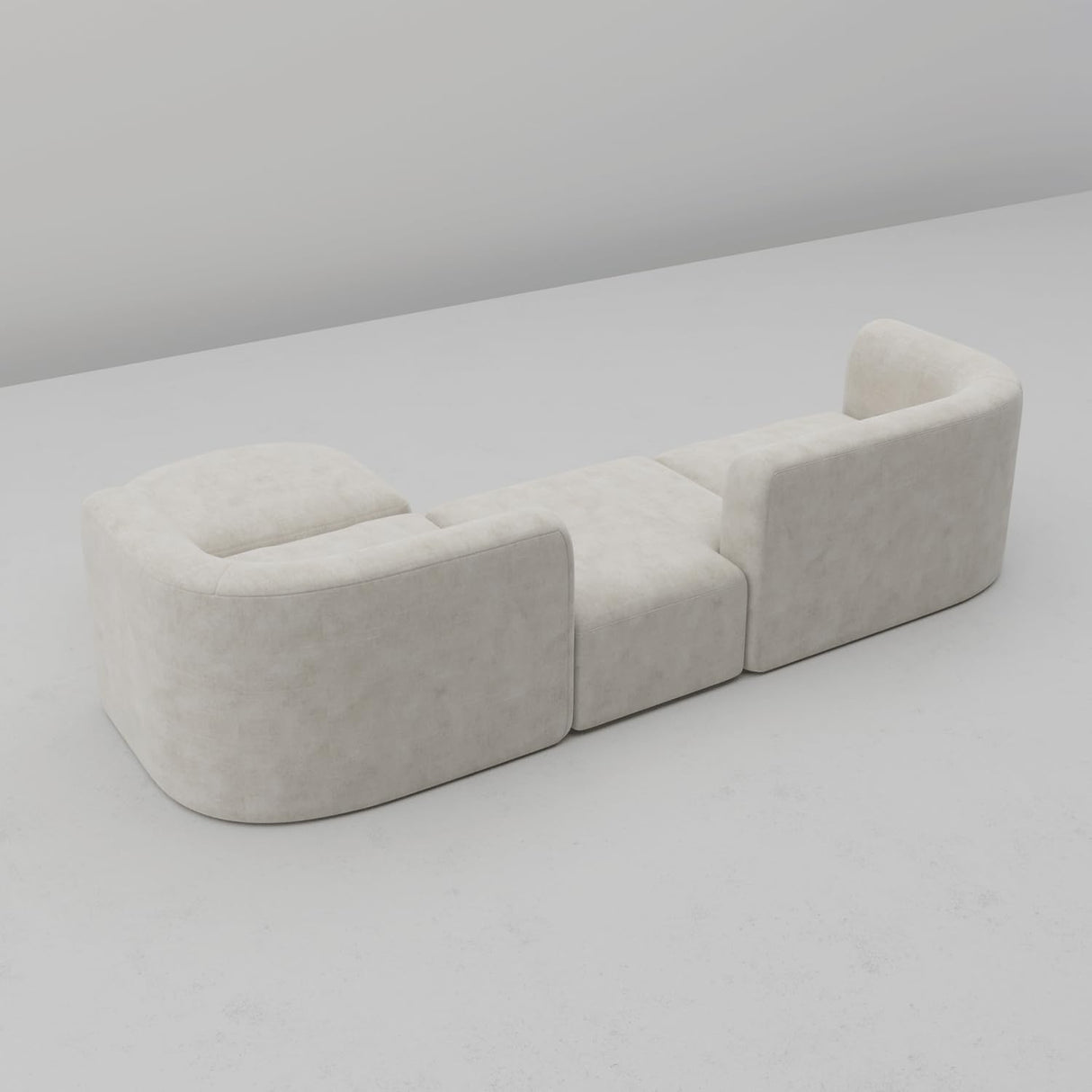 Acanva Luxury Modern Tight Curved Back Velvet Sofa, Minimalist Style Comfy Couch for Living Room Apartment, 4 Seater Modular Sectional, Cream Acanva