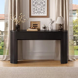 55 Inch Console Table with 2 Drawers, Fluted Entryway Tables with Storage, Sofa Table Behind The Couch, Hallway Tables, Mid-Century Modern Foyer Table for Entryway, Hallway, Living Room, Black ONBRILL