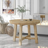 Ball & Cast Farmhouse Extendable Dining Table for 4-6, 42"-58" Extendable Kitchen-Table with a 16" Leaf, Round Ellipse Retro Wood Dining Room-Table w/Removable Leaves,Space Saving, Natural Ball & Cast