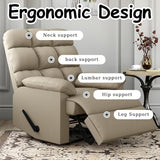 Relaxing Lazy Boy Recliner Chair for Adults,Small Recliners for Small Spaces,Manual Recliner Chair for Bedroom,Relaxing Reclining Chair with Backrest & Footrest for Living Room,Overstuffed (Khaki)