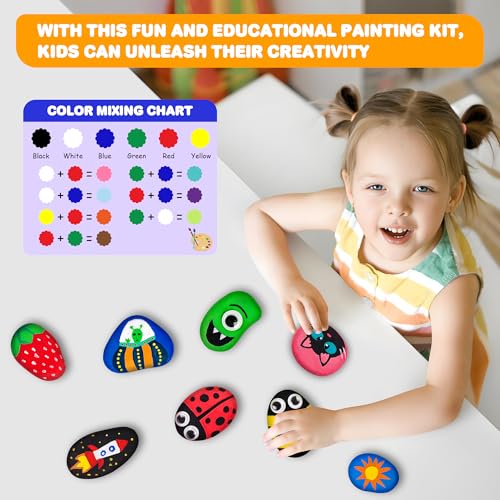 Kids Arts and Crafts Rock Painting Kit - Glow in The Dark - Arts & Crafts Birthday Christmas Gift for Girls Ages 8-12 - Craft Kits for Kids Ages 4-8 - Creative Art Kid Toy for 7 8 9 10 Year O - WoodArtSupply