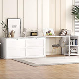 RuiSiSi Queen Murphy Bed Wall Bed with Rotable Desk, Foldable Platform Bed Frame with Storage, for Home Office Small Room, White RuiSiSi
