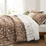 Bedsure Full Comforter Set - Brown Bed Set, 3 Pieces Cute Floral Bedding, 1 Soft Reversible Botanical Flowers Comforter and 2 Pillow Shams