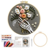 JOZYSH Embroidery Kit for Beginners, Beautiful Small Town Nature Landscape Pre-Stamped Pattern Kits for Adults, Easy to Follow Color Thread Needlework,DIY Cross Stitch Kits (Flower)