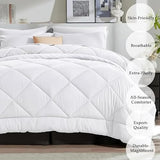 KHC Cotton Comforter White Down Alternative Duvet Insert 100% Percale Cotton, Quilted Fluffy 400GSM Comforter Lightweight All Season Durable Breathable Noiseless (WHITE, Single/Twin(68"X88")) Kamas Home Collection