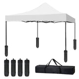 10 x 10 Pop Up Canopy Tent Anti-UV, Straight Leg and Easy up Sun Shelter for Parties, Camping, Commercial, Instant Canopy with Portable Bag, 4 Sand Bags(White) PayLessHere
