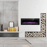 R.W.FLAME 42IN Recessed and Wall Mounted, The Thinnest Fireplace, Low Noise, Fit for 2 x 6 and 2 x 4 Stud, Remote Control with Timer, Touch Screen, Adjustable Flame Color and Speed R.W.FLAME