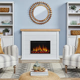 Real Flame Marshall 49" Slim Electric Fireplace with Mantel for Living Room or Bedroom, Replaceable Fireplace Insert Heater, Realistic Log and Flame Effect, Remote Control, White Real Flame
