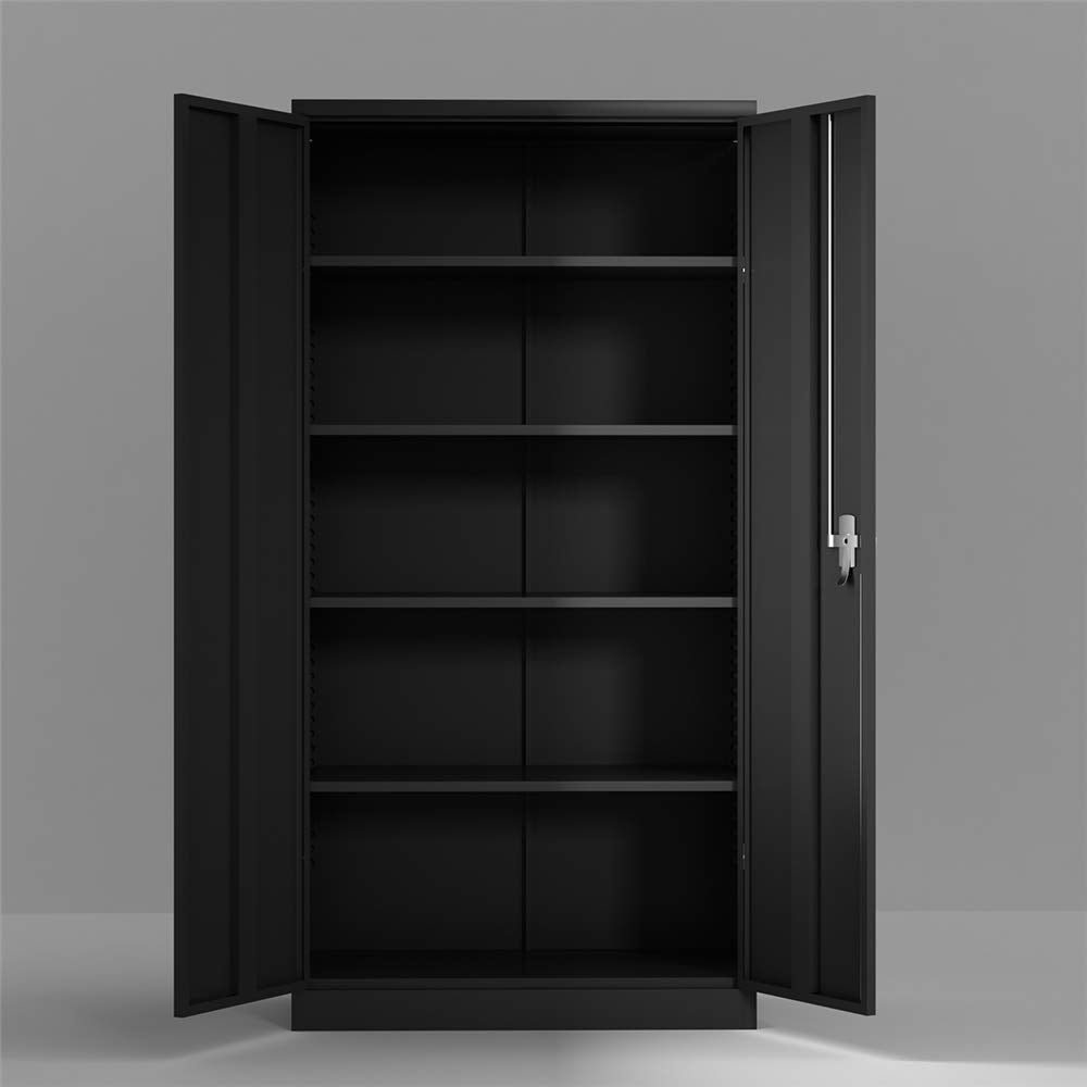 Storage Cabinet with Shelves Doors,72" Tall Black Metal Storage Cabinet High Tall for Office Home Kitchen Garage Warehouse(72" H) - WoodArtSupply