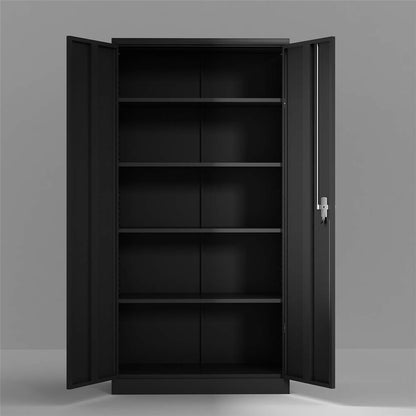 Storage Cabinet with Shelves Doors,72" Tall Black Metal Storage Cabinet High Tall for Office Home Kitchen Garage Warehouse(72" H) - WoodArtSupply