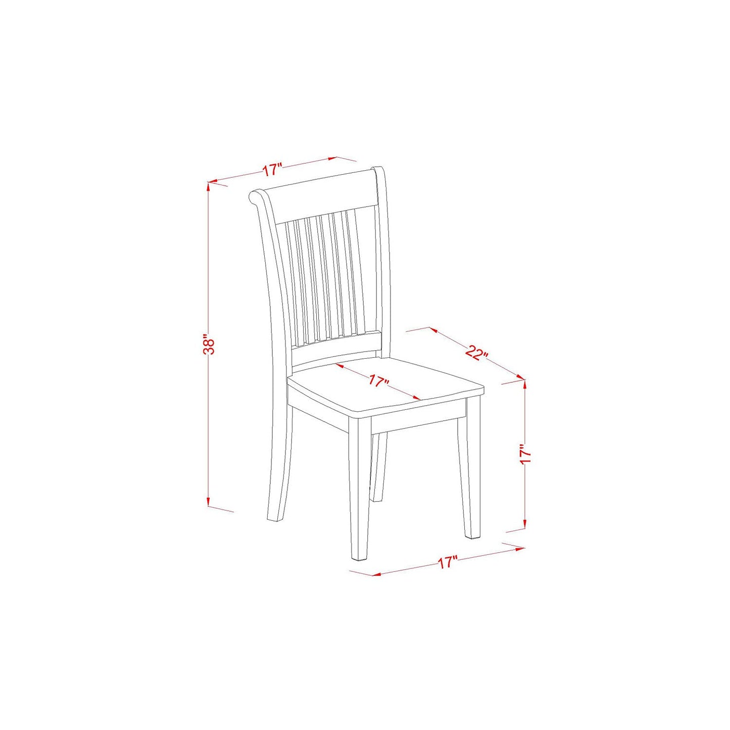 East West Furniture Capri 5 Piece Dining Set Includes a Rectangle Solid Wood Table and 4 Kitchen Room Chairs, 36x60 Inch, Oak - WoodArtSupply