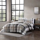 Eddie Bauer - Twin Comforter Set, Reversible Plaid Bedding with Matching Sham, Oeko-Tex Certified, Dorm Essentials (Normandy Grey) Eddie Bauer