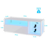 sogesfurniture 39.3'' Floating Wall TV Cabinet Stand with LED Lights, Wall Mounted Entertainment Center with Storage Shelves, Modern High Gloss Media Console for Living Room, Bedroom sogesfurniture