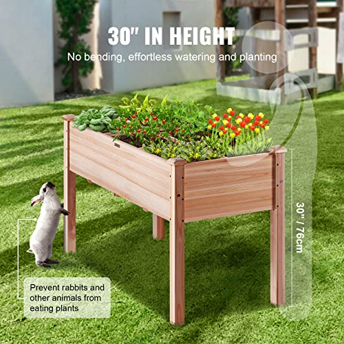 VEVOR Raised Garden Bed, Wooden Planter Box, Outdoor Planting Boxes with Legs, for Growing Flowers/Vegetables/Herbs in Backyard/Garden/Patio/Balcony, Burlywood (48x24x30in Elevated Planter with Legs)