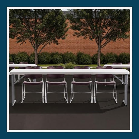 OEF Furnishings OEFBT-SEM1896 Commercial-Grade Premium Industrial Seminar Folding Table with Thick Blow-Molded Top and 16-Gauge Cantilever Steel Legs (Seminar, 18" × 96", Speckled Gray Top) OEF Furnishings