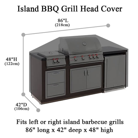 Cozzka 86 Inch Island BBQ Grill Head Cover Heavy Duty Waterproof Outdoor Kitchen BBQ Cover, Black Cozzka